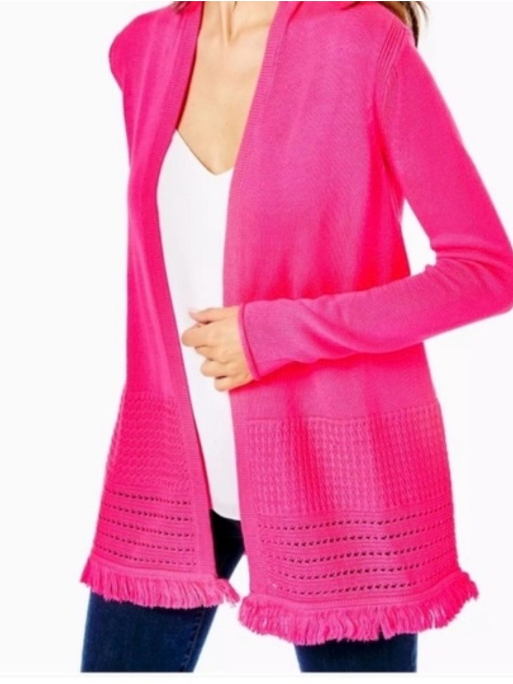 Lilly Pulitzer Tatum Open-Front Cardigan Fringe Hem - Picture 3 of 7